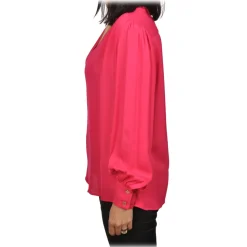 Elisabetta Franchi - Blouse with Gold Chain Detail - Fuchsia - Shirt - Made in Italy - Luxury Exclusive Collection - Avvenice