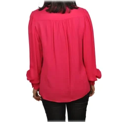 Elisabetta Franchi - Blouse with Gold Chain Detail - Fuchsia - Shirt - Made in Italy - Luxury Exclusive Collection - Avvenice