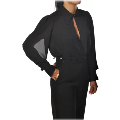 Elisabetta Franchi - Body with Long Sleeve - Black - Shirt - Made in Italy - Luxury Exclusive Collection - Avvenice