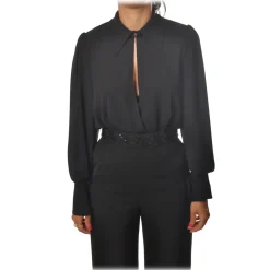 Elisabetta Franchi - Body with Long Sleeve - Black - Shirt - Made in Italy - Luxury Exclusive Collection - Avvenice