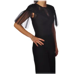 Elisabetta Franchi - Body with Upper Part in Lace - Black - Top - Made in Italy - Luxury Exclusive Collection - Avvenice