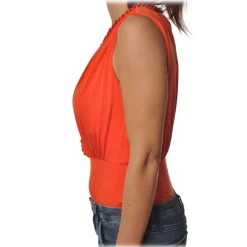 Elisabetta Franchi - Body with Chain Detail - Orange - Top - Made in Italy - Luxury Exclusive Collection - Avvenice