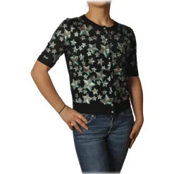 Elisabetta Franchi - Cardigan in Star Pattern - Black - Sweater - Made in Italy - Luxury Exclusive Collection - Avvenice