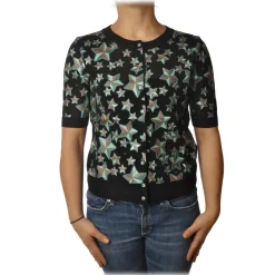 Elisabetta Franchi - Cardigan in Star Pattern - Black - Sweater - Made in Italy - Luxury Exclusive Collection - Avvenice