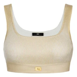Elisabetta Franchi - Coated Crop Top - Gold - Top - Made in Italy - Luxury Exclusive Collection - Avvenice