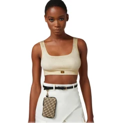 Elisabetta Franchi - Coated Crop Top - Gold - Top - Made in Italy - Luxury Exclusive Collection - Avvenice