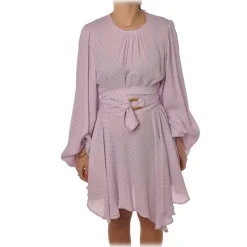 Elisabetta Franchi - Crewneck Dress in Polka Dot Fantasy - Dark Orange - Dress - Made in Italy - Luxury Exclusive Collection - Avvenice