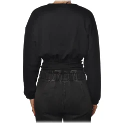 Elisabetta Franchi - Cropped Sweatshirt with Print - Black - Sweatshirt - Made in Italy - Luxury Exclusive Collection - Avvenice