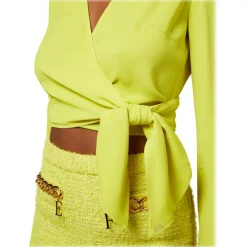 Elisabetta Franchi - Crossed Sash Shirt - Yellow - Shirt - Made in Italy - Luxury Exclusive Collection - Avvenice