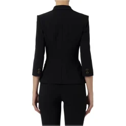 Elisabetta Franchi - Double-Breasted Screwed Jacket - Black - Jacket - Made in Italy - Luxury Exclusive Collection - Avvenice