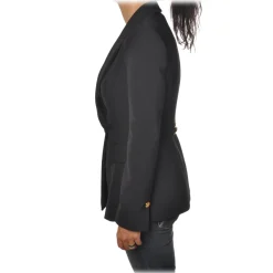 Elisabetta Franchi - Double-Breasted Screwed Jacket - Black - Jacket - Made in Italy - Luxury Exclusive Collection - Avvenice