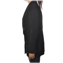 Elisabetta Franchi - Double-Breasted Model with Long Sleeve - Black - Jacket - Made in Italy - Luxury Exclusive Collection - Avvenice