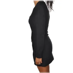 Elisabetta Franchi - Double-Breasted Dress with Gold Metal Buttons - Black - Dress - Made in Italy - Luxury Exclusive Collection - Avvenice