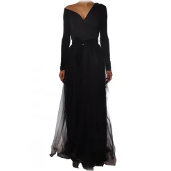 Elisabetta Franchi - Dress with Tulle Detail - Black - Dress - Made in Italy - Luxury Exclusive Collection - Avvenice