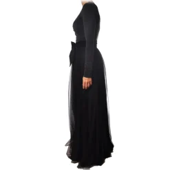 Elisabetta Franchi - Dress with Tulle Detail - Black - Dress - Made in Italy - Luxury Exclusive Collection - Avvenice