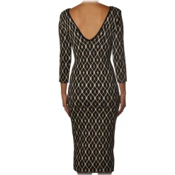 Elisabetta Franchi - Dress in Knitted Fabric Pattern - Black - Dress - Made in Italy - Luxury Exclusive Collection - Avvenice