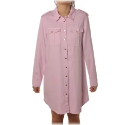 Elisabetta Franchi - Dress in Jeans with Buttons - Lillac - Dress - Made in Italy - Luxury Exclusive Collection - Avvenice