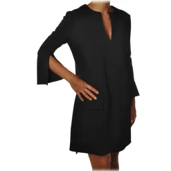 Elisabetta Franchi - Dress with V-Neck - Black - Dress - Made in Italy - Luxury Exclusive Collection - Avvenice