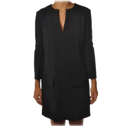 Elisabetta Franchi - Dress with V-Neck - Black - Dress - Made in Italy - Luxury Exclusive Collection - Avvenice