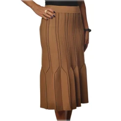 Elisabetta Franchi - High Skirt Elastic Waistband - Mou Black - Skirt - Made in Italy - Luxury Exclusive Collection - Avvenice