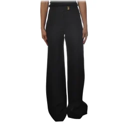 Elisabetta Franchi - High Waisted Wide Leg Trousers - Black - Trousers - Made in Italy - Luxury Exclusive Collection - Avvenice
