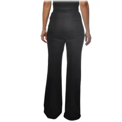 Elisabetta Franchi - High Waisted Wide Leg Trousers - Black - Trousers - Made in Italy - Luxury Exclusive Collection - Avvenice