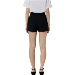 Elisabetta Franchi - High Waisted Shorts in Technical Fabric - Black - Trousers - Made in Italy - Luxury Exclusive Collection - Avvenice
