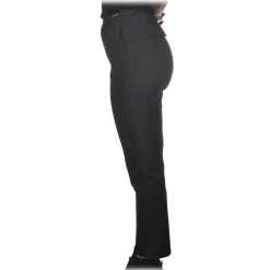 Elisabetta Franchi - High Waisted Straight Leg Trousers - Black - Trousers - Made in Italy - Luxury Exclusive Collection - Avvenice