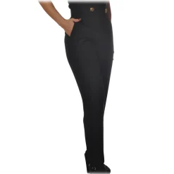 Elisabetta Franchi - High Waisted Straight Leg Trousers - Black - Trousers - Made in Italy - Luxury Exclusive Collection - Avvenice