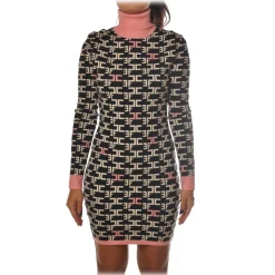 Elisabetta Franchi - High Neck Sheath Dress - Black - Dress - Made in Italy - Luxury Exclusive Collection - Avvenice