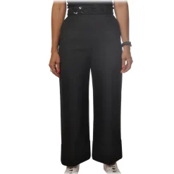 Elisabetta Franchi - High Waisted Wide Leg Trousers - Black - Trousers - Made in Italy - Luxury Exclusive Collection - Avvenice