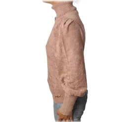 Elisabetta Franchi - High-Neck Sweater in Chenille - Mauve - Pullover - Made in Italy - Luxury Exclusive Collection - Avvenice