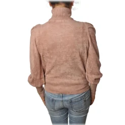 Elisabetta Franchi - High-Neck Sweater in Chenille - Mauve - Pullover - Made in Italy - Luxury Exclusive Collection - Avvenice