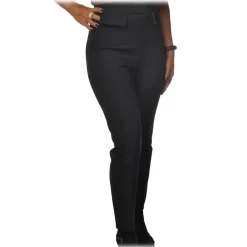 Elisabetta Franchi - High-Waisted Straight Leg - Black - Trousers - Made in Italy - Luxury Exclusive Collection - Avvenice