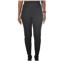 Elisabetta Franchi - High-Waisted Straight Leg - Black - Trousers - Made in Italy - Luxury Exclusive Collection - Avvenice