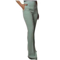 Elisabetta Franchi - High-Waisted Flare Trousers - Aquamarine - Trousers - Made in Italy - Luxury Exclusive Collection - Avvenice