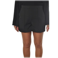 Elisabetta Franchi - High-Waist Shorts with Zip Closure - Black - Trousers - Made in Italy - Luxury Exclusive Collection - Avvenice