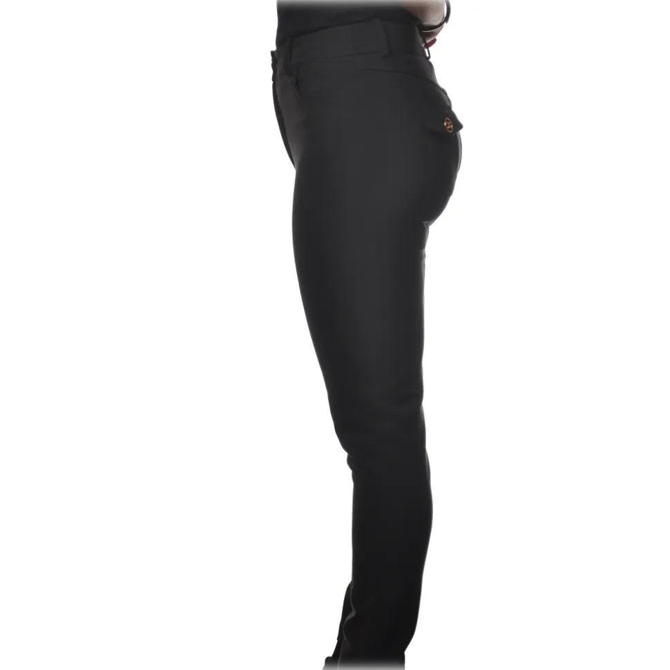 Elisabetta Franchi - High-Waisted Model - Black - Trousers - Made in Italy - Luxury Exclusive Collection - Avvenice