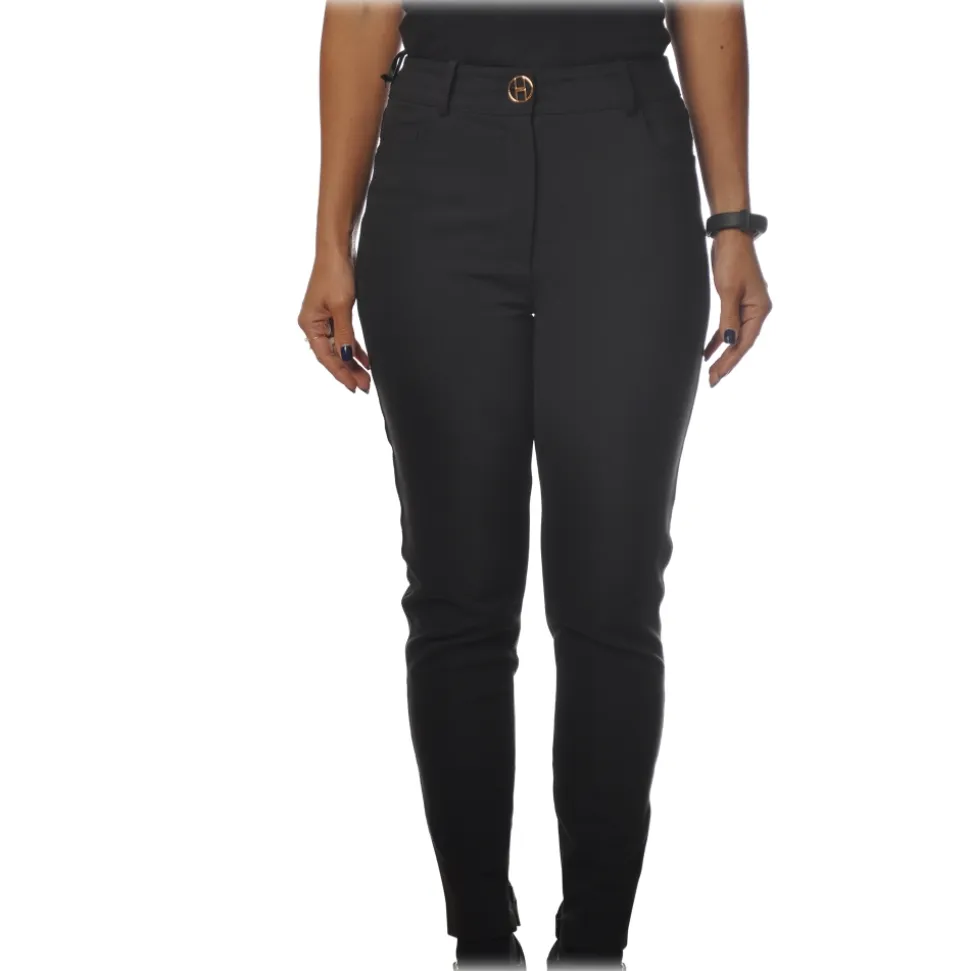Elisabetta Franchi - High-Waisted Model - Black - Trousers - Made in Italy - Luxury Exclusive Collection - Avvenice
