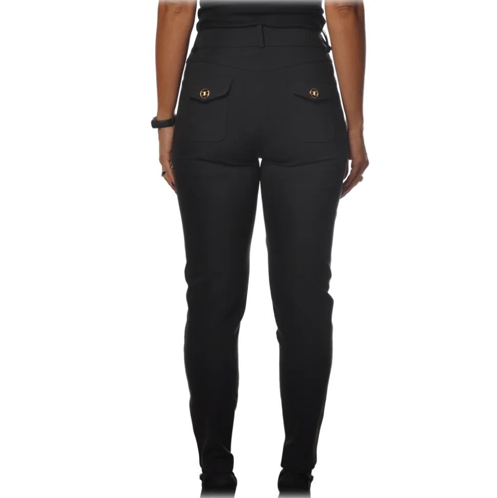 Elisabetta Franchi - High-Waisted Model - Black - Trousers - Made in Italy - Luxury Exclusive Collection - Avvenice