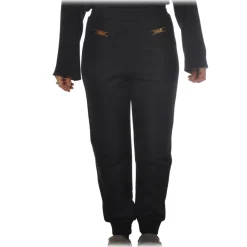Elisabetta Franchi - High-Waisted Model - Black - Trousers - Made in Italy - Luxury Exclusive Collection - Avvenice