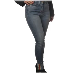 Elisabetta Franchi - High-Waisted Slim Jeans - Denim - Trousers - Made in Italy - Luxury Exclusive Collection - Avvenice