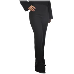 Elisabetta Franchi - High-Waisted Model in Technical Fabric - Black - Trousers - Made in Italy - Luxury Exclusive Collection - Avvenice