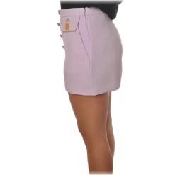Elisabetta Franchi - High-Waist Shorts with Buttons - Lillac - Trousers - Made in Italy - Luxury Exclusive Collection - Avvenice