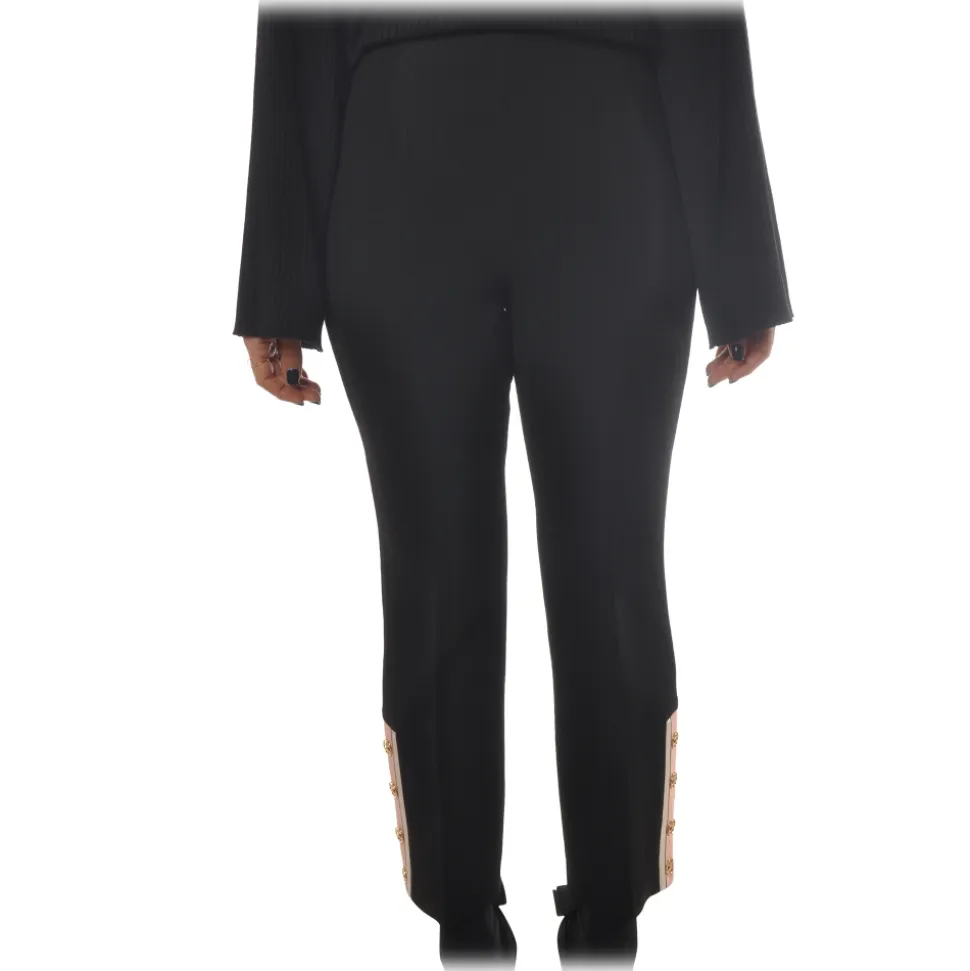 Elisabetta Franchi - High-Waisted Model Without Pockets - Black - Trousers - Made in Italy - Luxury Exclusive Collection - Avvenice