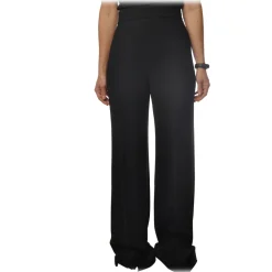Elisabetta Franchi - High-Waist Wide Leg Trousers - Black - Trousers - Made in Italy - Luxury Exclusive Collection - Avvenice