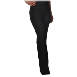 Elisabetta Franchi - High-Waisted Flare Trousers - Black - Trousers - Made in Italy - Luxury Exclusive Collection - Avvenice
