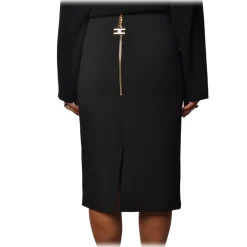 Elisabetta Franchi - High-Waisted Sheath Model with Zip - Black - Skirt - Made in Italy - Luxury Exclusive Collection - Avvenice