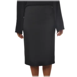 Elisabetta Franchi - High-Waisted Sheath Model with Zip - Black - Skirt - Made in Italy - Luxury Exclusive Collection - Avvenice