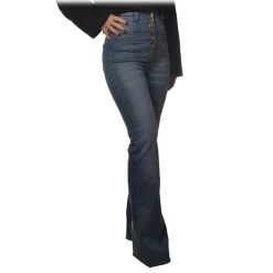 Elisabetta Franchi - High-Waisted Flare Jeans - Denim - Trousers - Made in Italy - Luxury Exclusive Collection - Avvenice